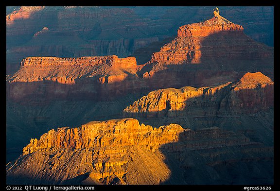 Shadows and ridges from Moran Point. Grand Canyon National Park, Arizona, USA.