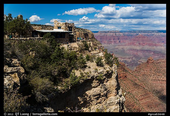 Lookout Studio designed by Mary Coulter to blend with surroundings. Grand Canyon National Park (color)