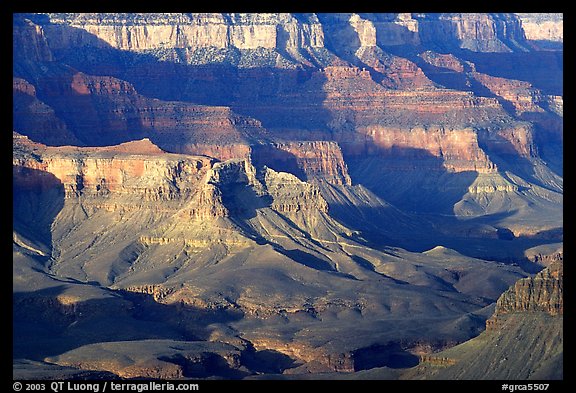 Distant cliffs seen from Cape Royal, morning. Grand Canyon National Park, Arizona, USA.