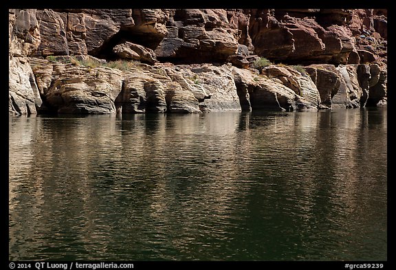 Cliff and reflection, Colorado River. Grand Canyon National Park (color)