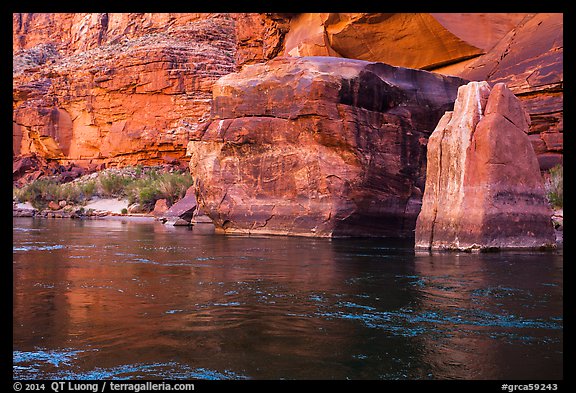 Red rocks and reflections in Colorado River. Grand Canyon National Park, Arizona, USA.
