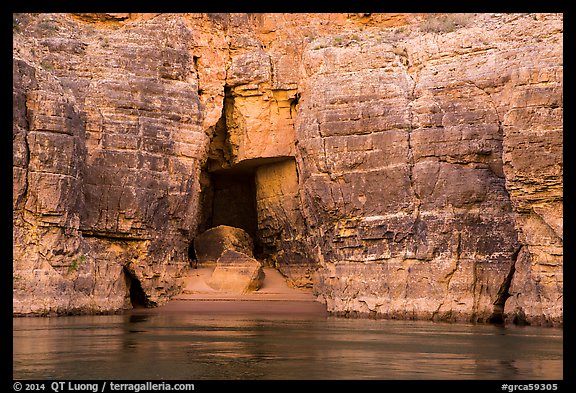 Cave in Redwall limestone canyon walls. Grand Canyon National Park, Arizona, USA.
