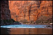 Glassy river and rapids below Redwall limestone canyon walls. Grand Canyon National Park ( color)