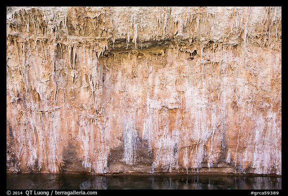 Salt stalagtites on riverside cliff. Grand Canyon National Park, Arizona, USA.