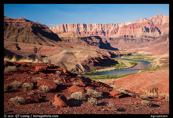 Colorado River bend below Palissades of the Desert. Grand Canyon National Park, Arizona, USA.