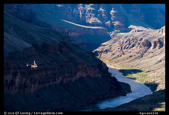 Helicopter over Grand Canyon, Whitmore Wash. Grand Canyon National Park (color)