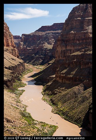 Colorado River with rafts, Whitmore Wash. Grand Canyon National Park (color)