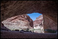 View from inside Redwall Cavern, a massive natural alcove along the river. Grand Canyon National Park ( color)
