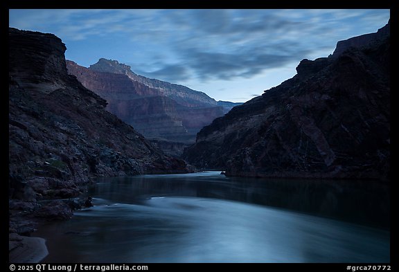 Dusk falls on the Colorado River as it flows through the canyon’s deepest reaches. Grand Canyon National Park (color)