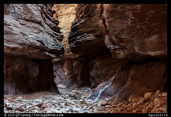 The dry narrows of Blacktail Canyon reveal the tight folds of time etched into the ancient rock. Grand Canyon National Park (color)
