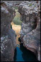 Sunlit reflection at the confluence of Havasu Creek and the Colorado River.. Grand Canyon National Park ( color)