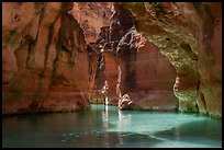 The narrow flooded corridor of Havasu Creek glows with reflected canyon light. Grand Canyon National Park ( color)