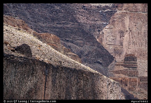 Angular planes of volcanic and sedimentary rock. Grand Canyon National Park (color)
