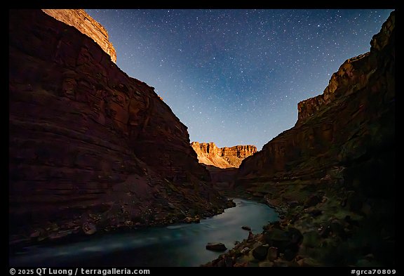 Moonlit cliffs near North Canyon. Grand Canyon National Park (color)