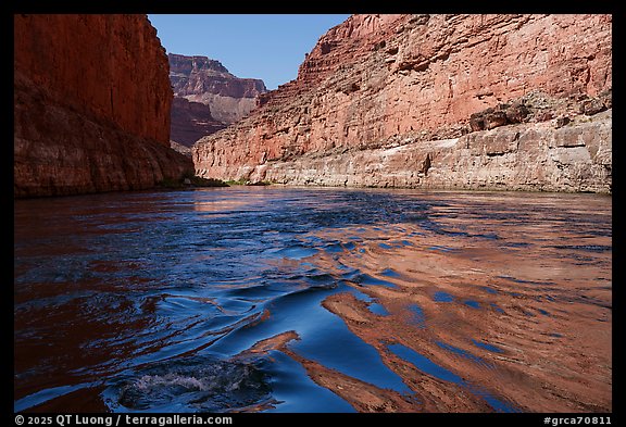 Reflections and vivid water patterns along a sandstone corridor in Marble Canyon. Grand Canyon National Park (color)