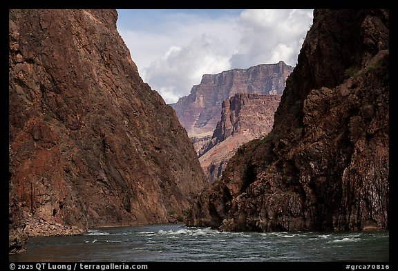 Dark, narrow gorge of the Upper Granite Gorge. Grand Canyon National Park (color)