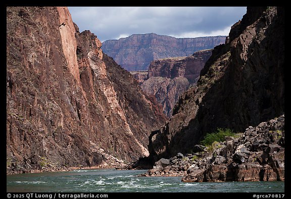 Sheer walls and river rapids define the dramatic corridor of Upper Granite Gorge. Grand Canyon National Park (color)