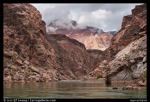 Mist drapes over the Redwall cliffs after a passing storm. Grand Canyon National Park (color)