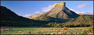 Lookout Peak and meadow. Mesa Verde National Park (Panoramic color)