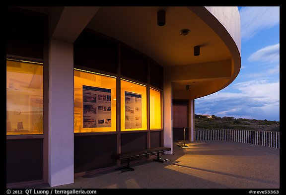 Far View visitor center at dusk. Mesa Verde National Park (color)