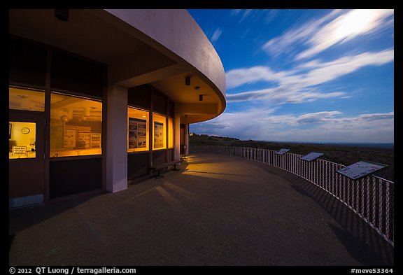 Far View visitor center terrace by moonlight. Mesa Verde National Park (color)