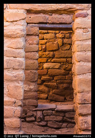 Aligned doors, Far View House. Mesa Verde National Park (color)