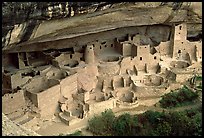 Cliff Palace sheltered by rock overhang. Mesa Verde National Park, Colorado, USA. (color)