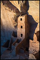 Tower of Square Tower House at sunset. Mesa Verde National Park ( color)