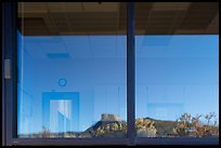 Park Point, Visitor Center and Research Center window reflexion. Mesa Verde National Park ( color)