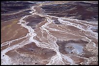 Dendritic drainage patterns, Blue Mesa, mid-day. Petrified Forest National Park, Arizona, USA.