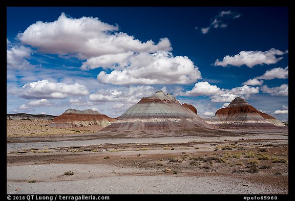 The Tepees and clouds. Petrified Forest National Park, Arizona, USA.