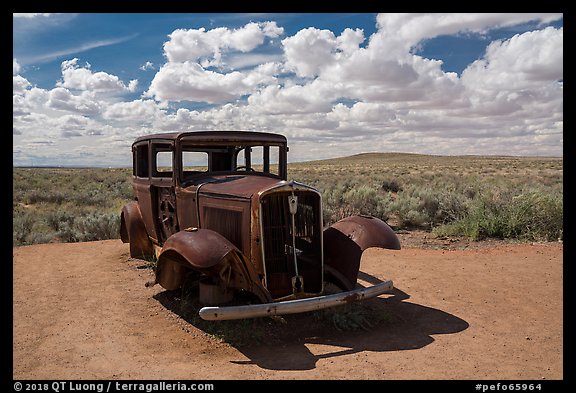 1932 Studebaker on historic Route 66. Petrified Forest National Park (color)