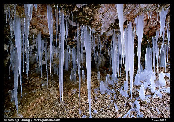 Icicles in Mossy Cave. Bryce Canyon National Park, Utah, USA.