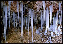 Icicles in Mossy Cave. Bryce Canyon National Park, Utah, USA.
