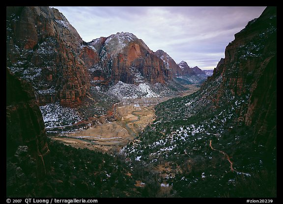Zion Canyon from the West Rim Trail, stormy evening. Zion National Park (color)