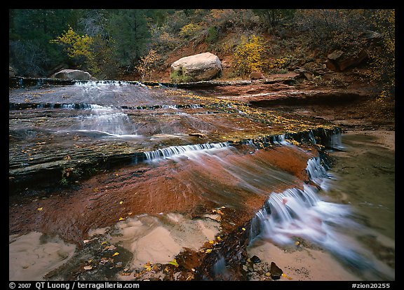 Terraced cascades, Left Fork of the North Creek. Zion National Park, Utah, USA.