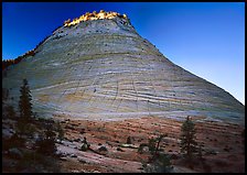 Checkerboard Mesa with top illuminated by sunrise. Zion National Park ( color)