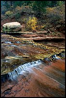 Travertine terraced cascades in autum, Left Fork. Zion National Park ( color)