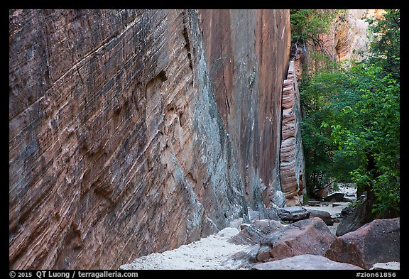 Tall steep cliff, Hidden Canyon. Zion National Park (color)