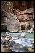 Virgin River flowing over boulders, the Narrows. Zion National Park ( color)