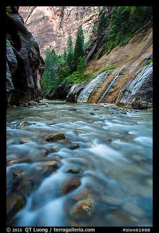 The Virgin River below Mystery Falls, the Narrows. Zion National Park (color)