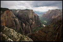 Thunderstorm over Zion Canyon from above. Zion National Park ( color)
