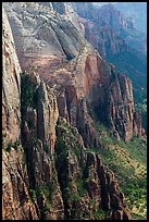 Rock towers bordering Zion Canyon from above. Zion National Park ( color)