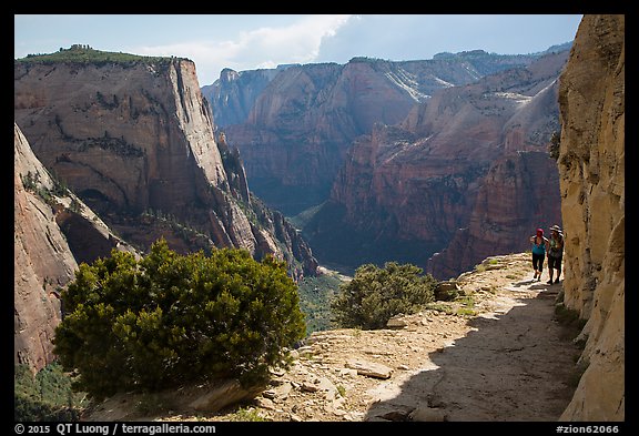 Hikers on East Rim trail. Zion National Park, Utah, USA.