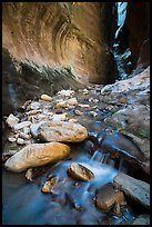 Cascading stream and boulders, Orderville Canyon. Zion National Park ( color)