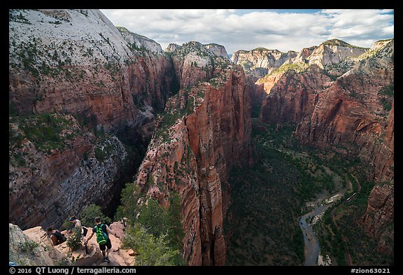 Hikers on Angels Landing Trail. Zion National Park, Utah, USA.