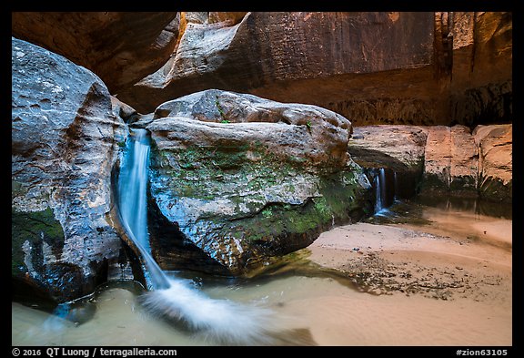 Waterfalls, Upper Subway. Zion National Park (color)