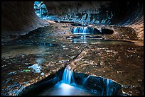 Cascades in tunnel-shaped canyon, the Subway. Zion National Park ( color)