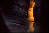 Dark narrows with glowing wall, Pine Creek Canyon. Zion National Park ( color)