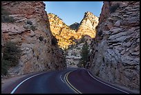 Road cut in cliffs, Zion Plateau. Zion National Park ( color)